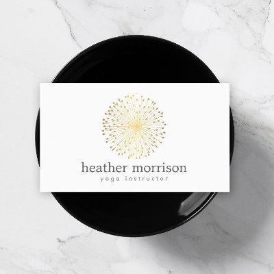 GOLD DANDELION STARBURST LOGO on WHITE