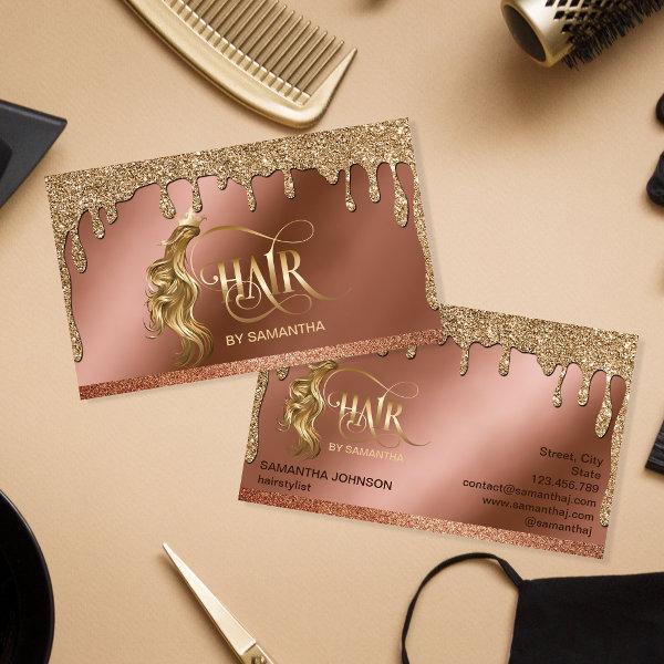Gold dripping Hair stylist modern gold typography