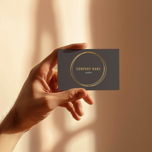 Gold effect, gold rings, grey background bold text