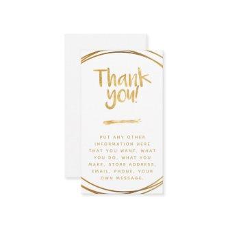Gold effect, thank you insert card social links