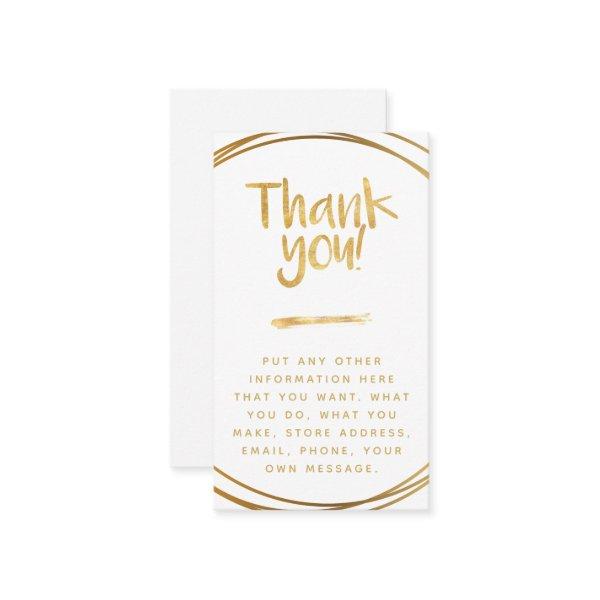 Gold effect, thank you insert card social links