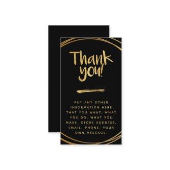 Gold effect, thank you insert card social links