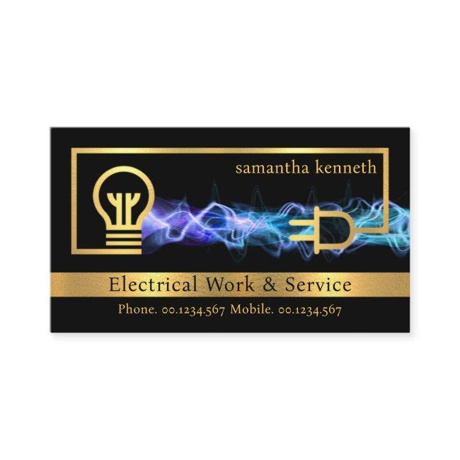 Gold Electrical Circuit Blue Lightning
