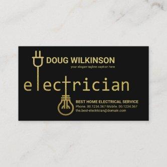 Gold Electrician Power Plug Bulb Signage Electric