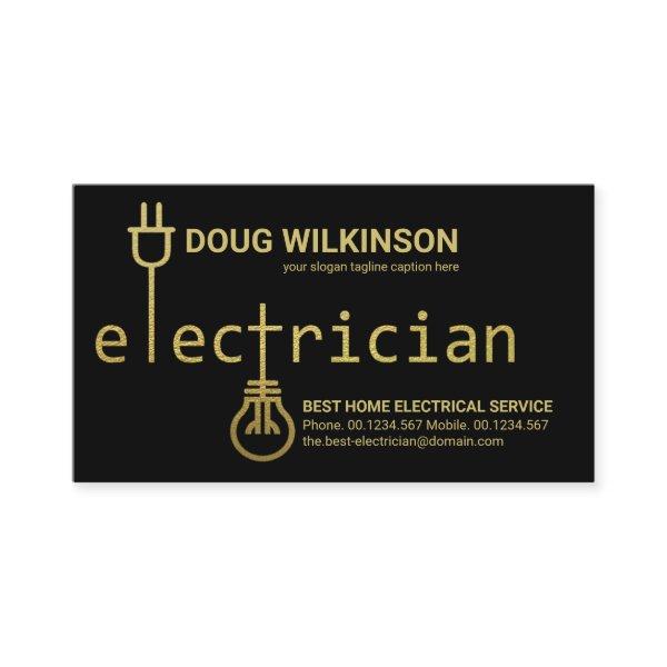 Gold Electrician Power Plug Bulb Signage Electric