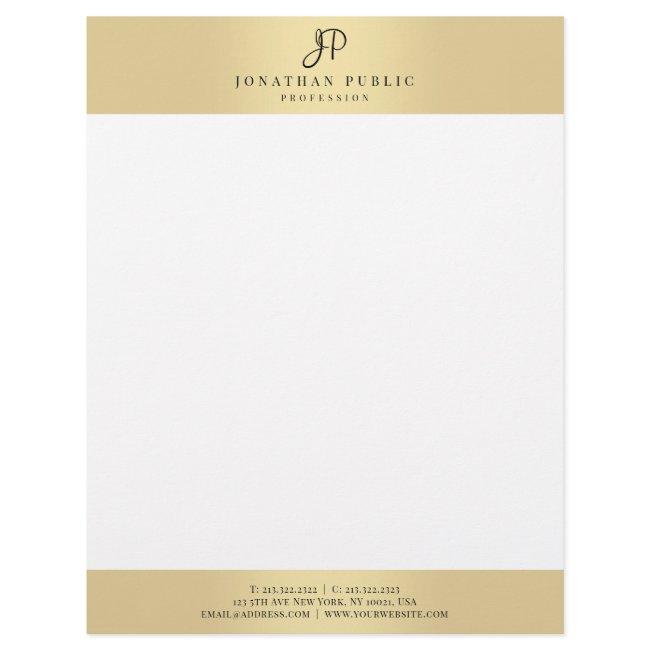 Gold Elegant Monogrammed Template Glamorous Letterhead