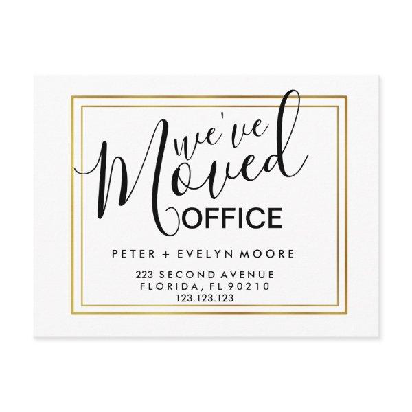 Gold elegant moved office business announcement postcard