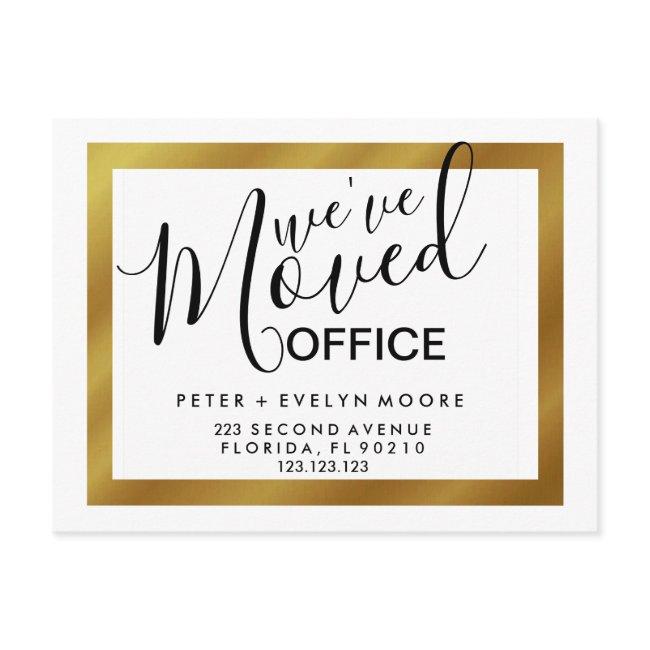 Gold elegant moved office business announcement postcard