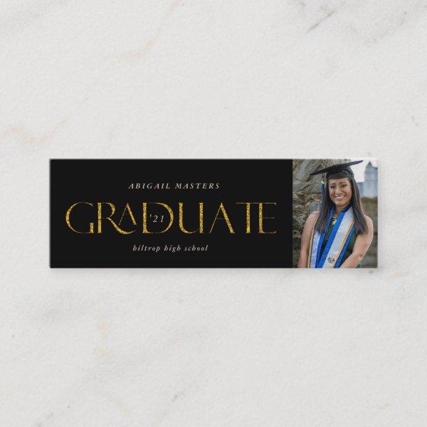 gold elegant script graduate name card