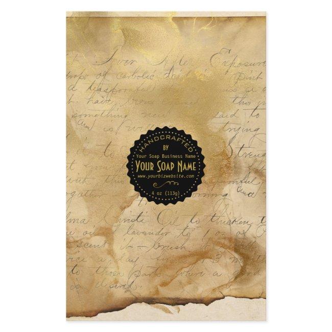 Gold Ephemera Vintage Soap Wrap Paper - Satin