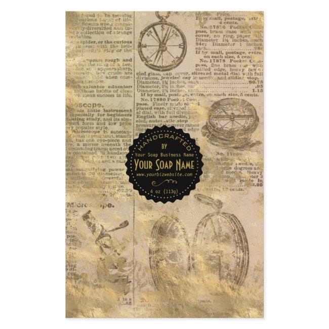Gold Ephemera Vintage Soap Wrap Paper - Satin