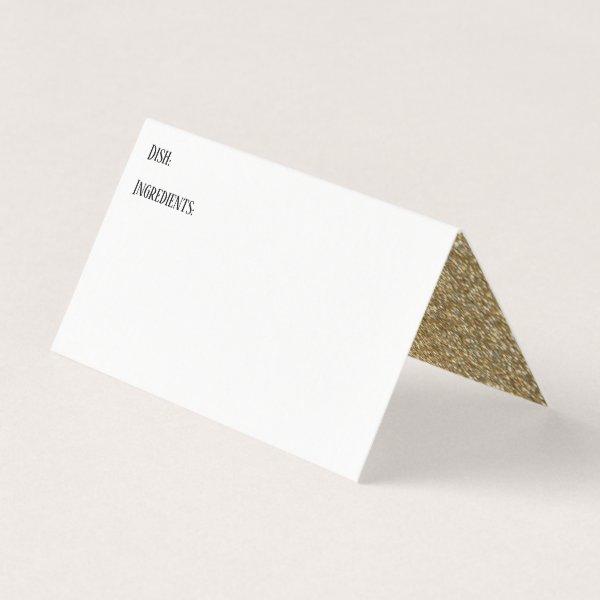 Gold Faux Glitter Accent Buffet Recipe Tent Cards