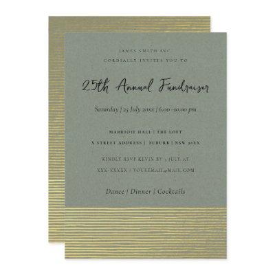 GOLD FAUX GREY SKETCH STRIPED LINE CORPORATE EVENT INVITATION