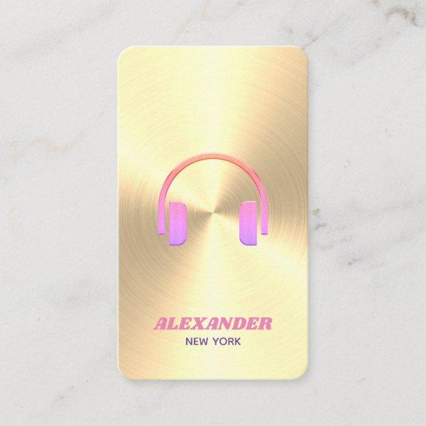 Gold Faux Pink DJ Vintage Headphone