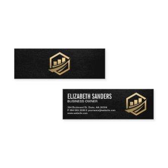 Gold Finance Icon | Black Leather Executive Mini