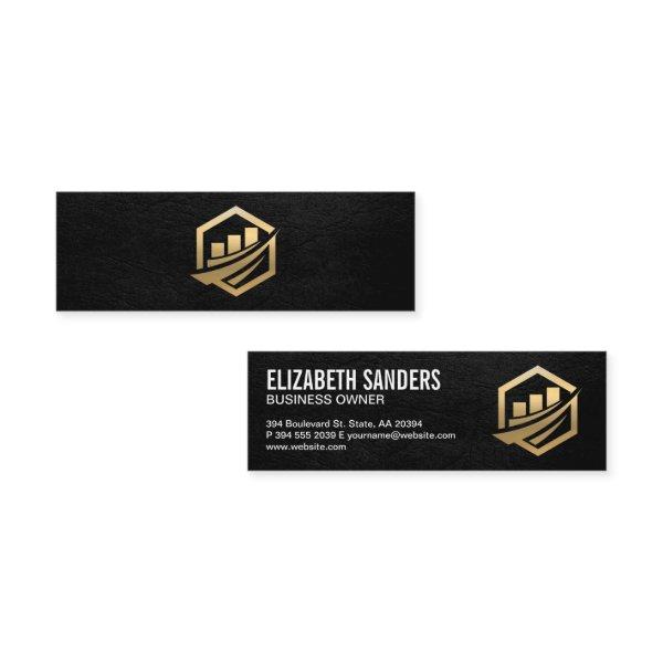 Gold Finance Icon | Black Leather Executive Mini