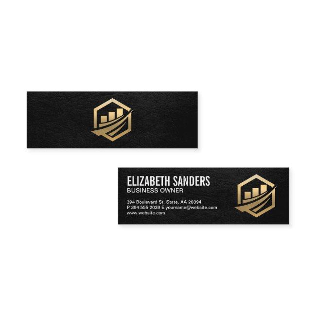 Gold Finance Icon | Black Leather Executive Mini