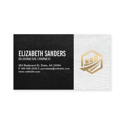 Gold Finance Icon | Black White Leather Executive