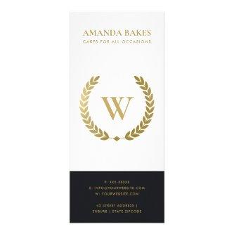 GOLD FLORAL LAUREL WREATH INITIAL PRICE SERVICE RACK CARD