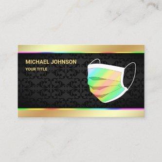 Gold Foil Colorful Rainbow Face Mask