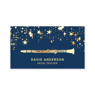 Gold Foil Confetti Elegant Clarinet Music Teacher