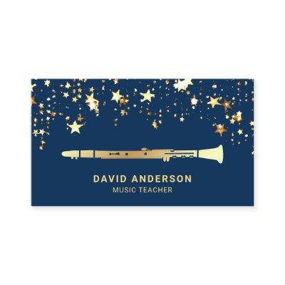 Gold Foil Confetti Elegant Clarinet Music Teacher