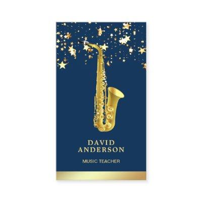 Gold Foil Confetti Elegant Saxophone Saxophonist