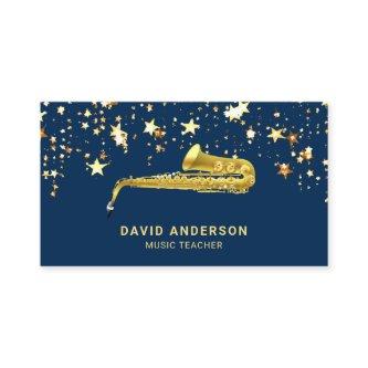 Gold Foil Confetti Elegant Saxophone Saxophonist