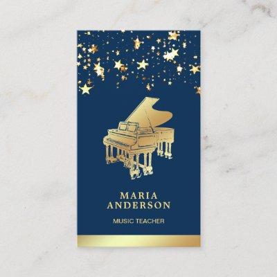 Gold Foil Confetti Grand Piano Musician Pianist