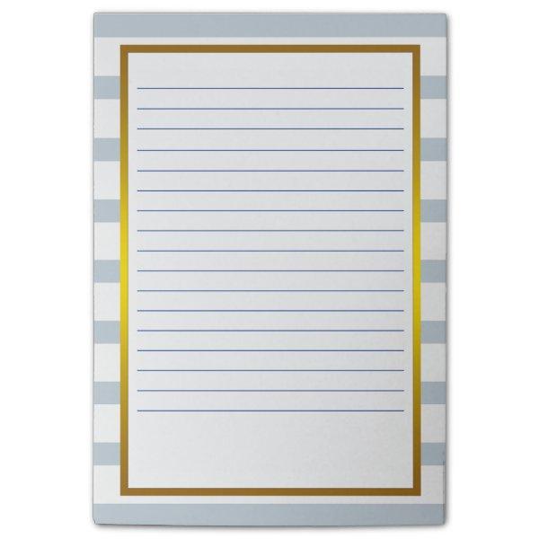 Gold Foil Gray  Stripe white Lined Business Lines Post-it Notes