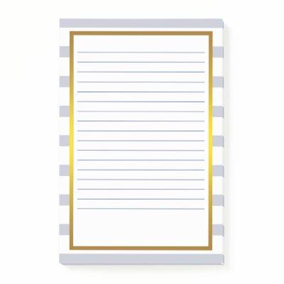 Gold Foil Gray Stripe white Lined Business Lines Post-it Notes