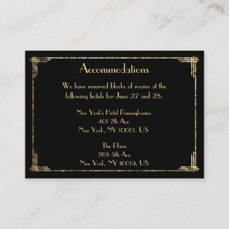 Gold Foil Great Gatsby Wedding Accommodation Cards