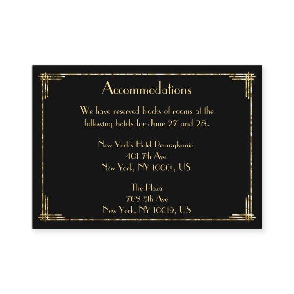 Gold Foil Great Gatsby Wedding Accommodation Cards