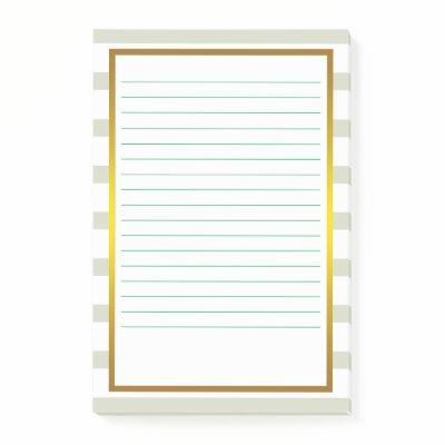 Gold Foil Green Stripe  Lined Business Lines Post-it Notes