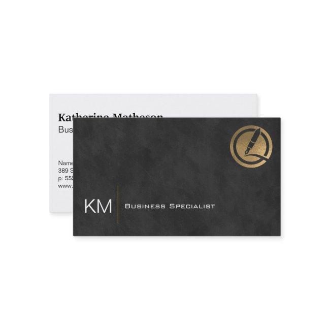 Gold Foil Pen Logo | Black Texture Background