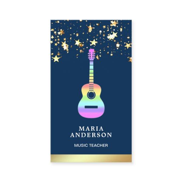 Gold Foil Rainbow Guitar Music Teacher Guitarist