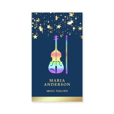 Gold Foil Rainbow Violin Music Teacher Violinist