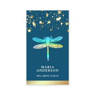 Gold Foil Stars Confetti Blue Dragonfly