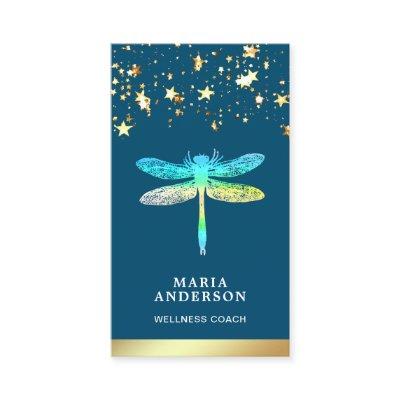 Gold Foil Stars Confetti Blue Dragonfly