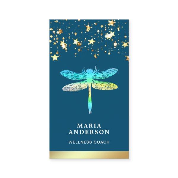 Gold Foil Stars Confetti Blue Dragonfly