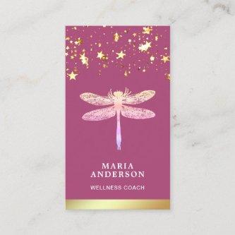 Gold Foil Stars Confetti Pink Dragonfly