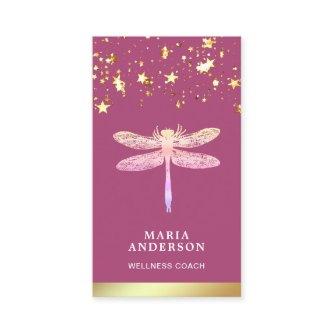 Gold Foil Stars Confetti Pink Dragonfly