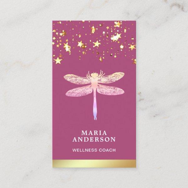 Gold Foil Stars Confetti Pink Dragonfly