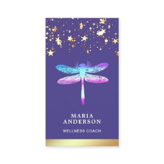 Gold Foil Stars Confetti Purple Dragonfly