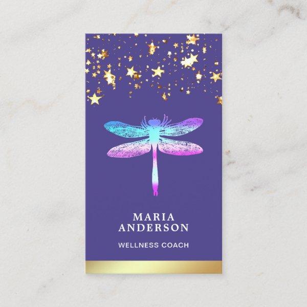 Gold Foil Stars Confetti Purple Dragonfly