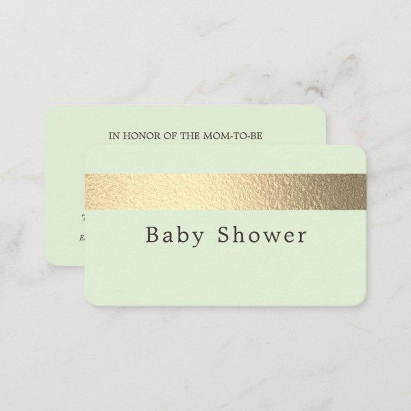 Gold Foil Stripe, Mint Green Baby Shower Ticket