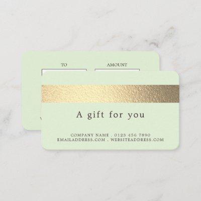 Gold Foil Stripe On Mint Green Gift Certificates