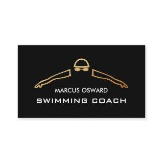 Gold Foil Swimmer Icon, Swimming Coach & Lifeguard