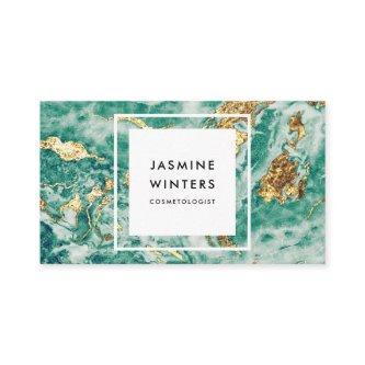 Gold foil turquoise marble watercolor chic glamour