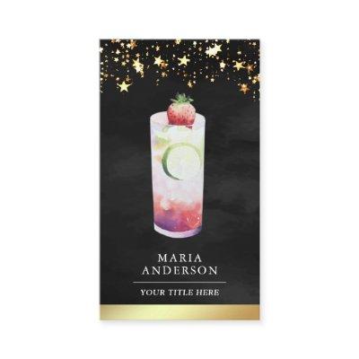 Gold Foil Watercolor Colorful Fruit Juice Mocktail